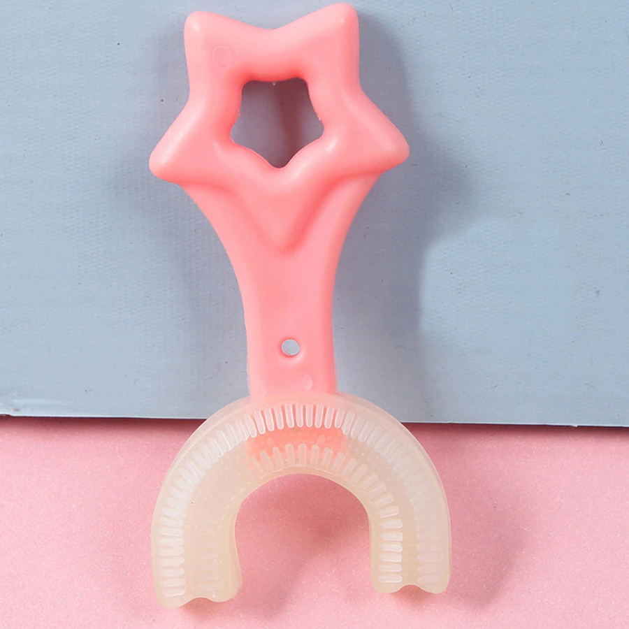 مسواک سیلیکونی چرخشی فرم دندان کودک